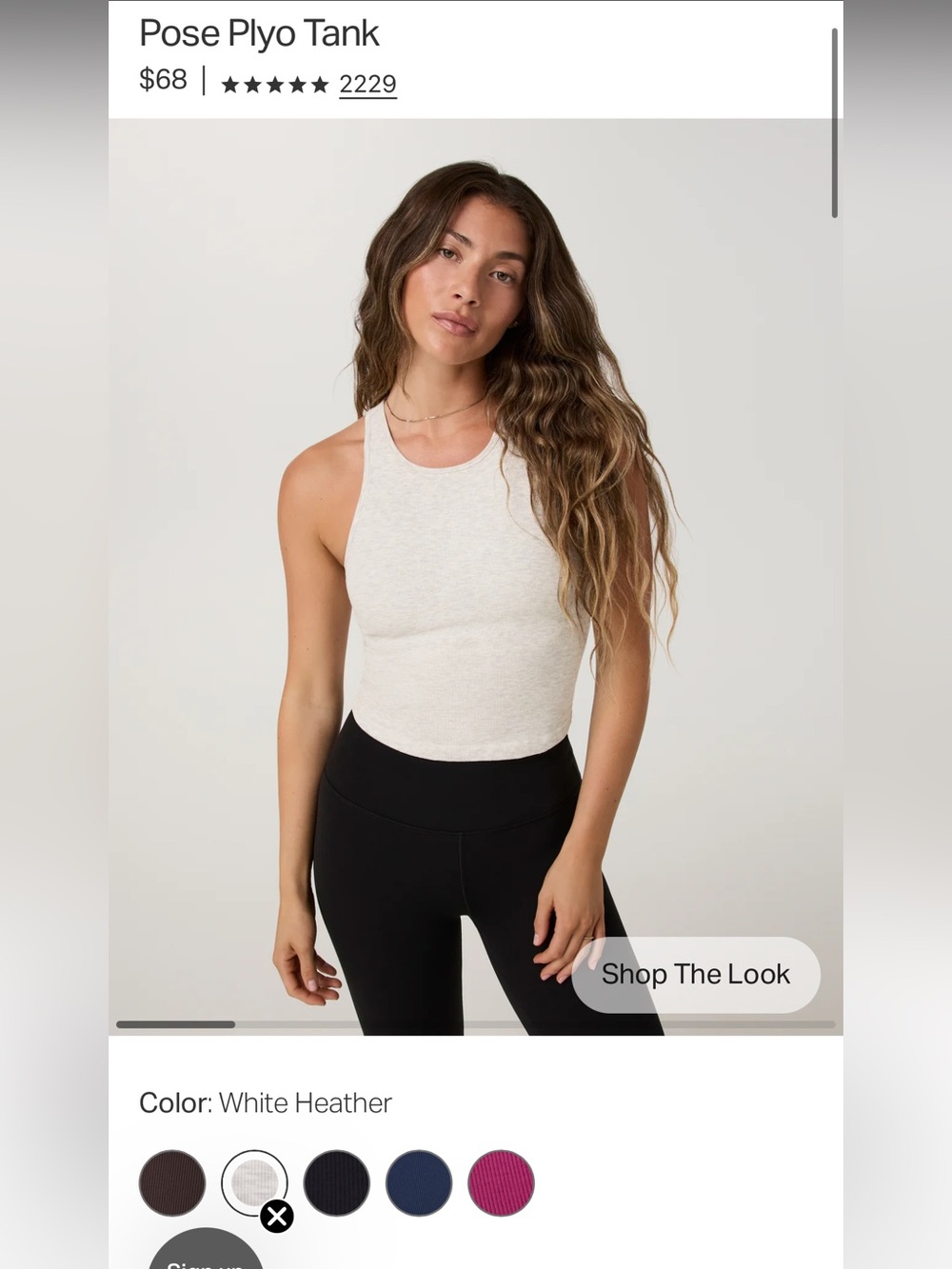 Women’s Vuori pose plyo tank in white heather size medium.